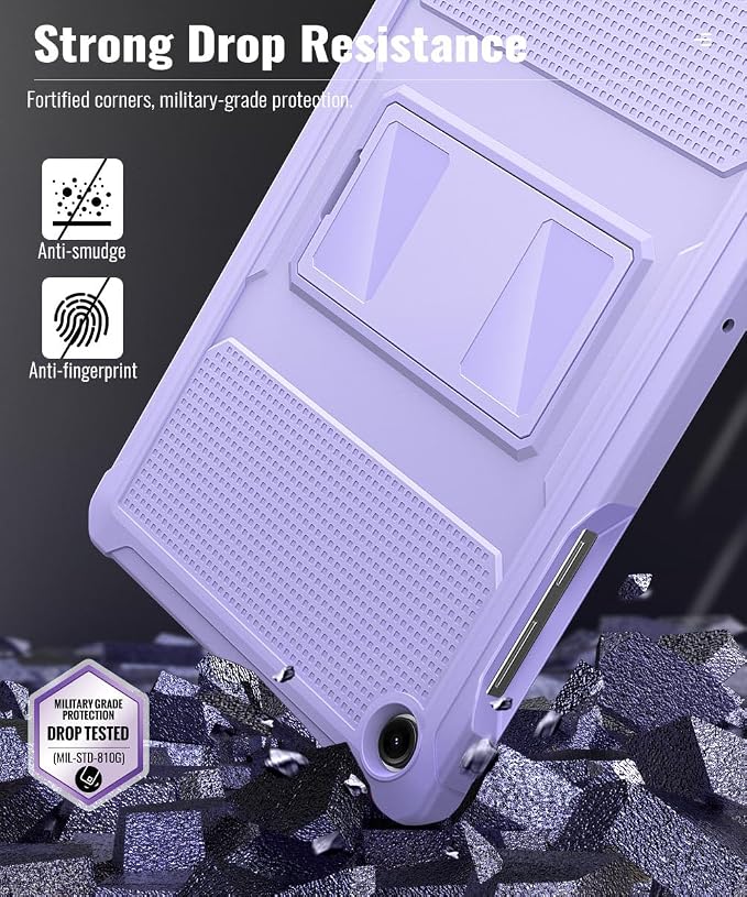 MoKo Shockproof Case Fit Samsung Galaxy Tab A11+ Plus/ A9+ 11 Inch | Full Body Rugged Stand Back Cover with Built-in Screen Protector for Galaxy Tab A11+/ A9+ Tablet, Taro Purple