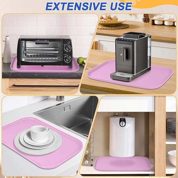 SMILOOL Silicone Pet Feeding Mat with Raised Edge for Food and Water, Dog Bowl Mats, Cat Bowls Placemat with High Lip for Floor Waterproof, Rubber Tray for Cats and Dogs 19 x 12 x0.7 Light Pink