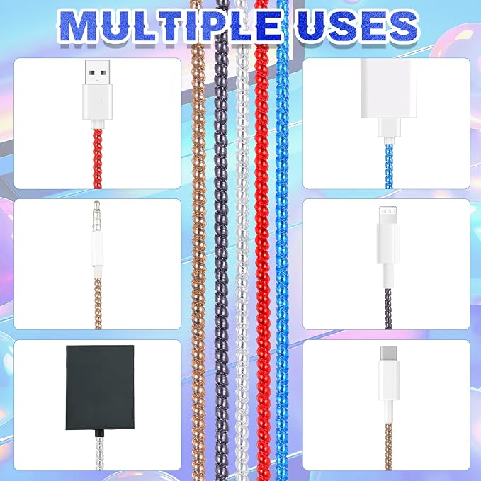 Friends 10 Pcs Cord Protectors from Pets No Chew 43.3'',Cool Colors | Spiral Cable Protector, Phone Charger Cover, Data Cable Protective Sleeve Chew Proof, USB Wire Cover Stylish, Cat Dog Rabbit