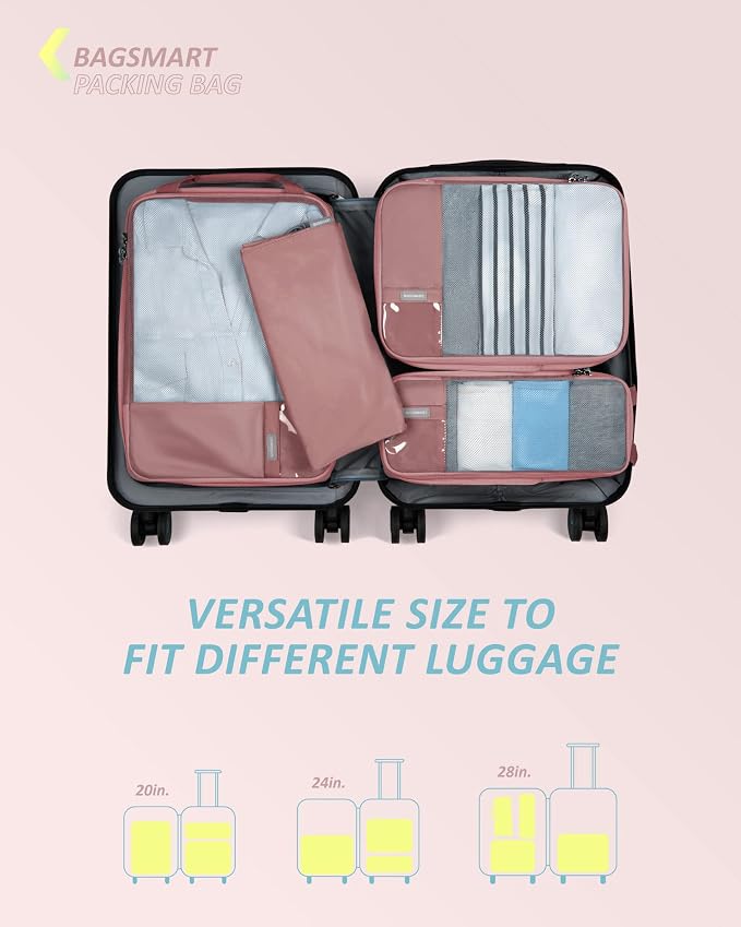 BAGSMART Compression Packing Cubes for Travel Essentials | 14 Set /6 Set /4 Set/2 Set, Lightweight, Durable