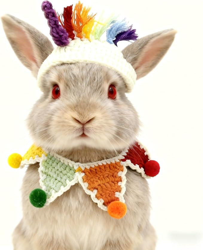 Cat Costume,Unicorn Dog Costume,Handmade Knitted Rainbow Dog Outfit,Cat Birthday Clothes,Pet Cloth for Cats and Small to Medium Dogs, Party, Holiday, Daily Wear & Photos
