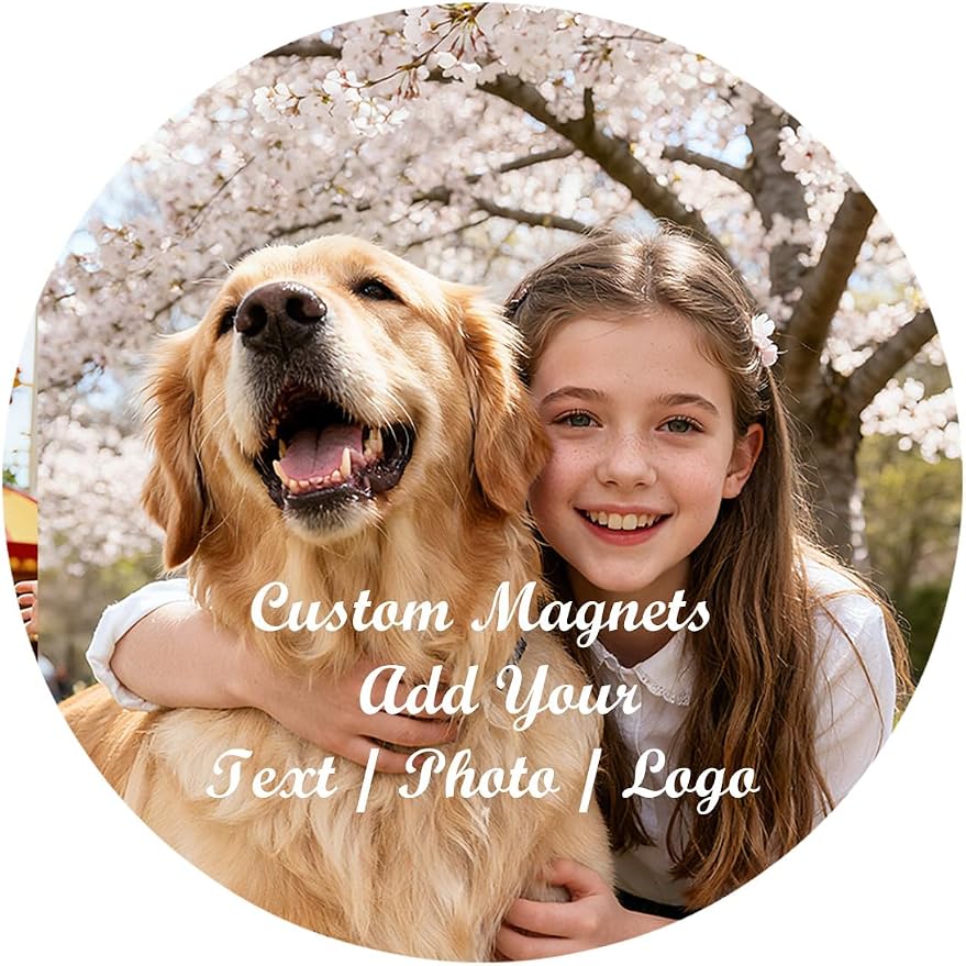 Custom4U Custom Photo Refrigerator Magnet, Round Picture Magnets Gift | 1.3mm Flexible Build, School Metal Locker & Cabinet Use, Round Travel Keepsake, Photo Display, 2.56 & 3.74 in