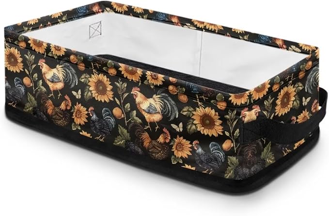 Rooster Toilet Paper Storage Baskets with Handle, Toilet Paper Organizer Bathroom Baskets for Organizing, Toilet Tank Topper Paper Basket Bathroom Decor