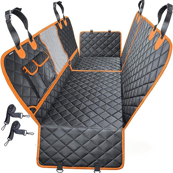 Dog Car Seat Cover for VW Caddy Transporter Crafter, Back Seat Pet Car Hammock with Side Flaps, Water & Scratch Resistant, Non-Slip Design with Breathable Mesh Window,A