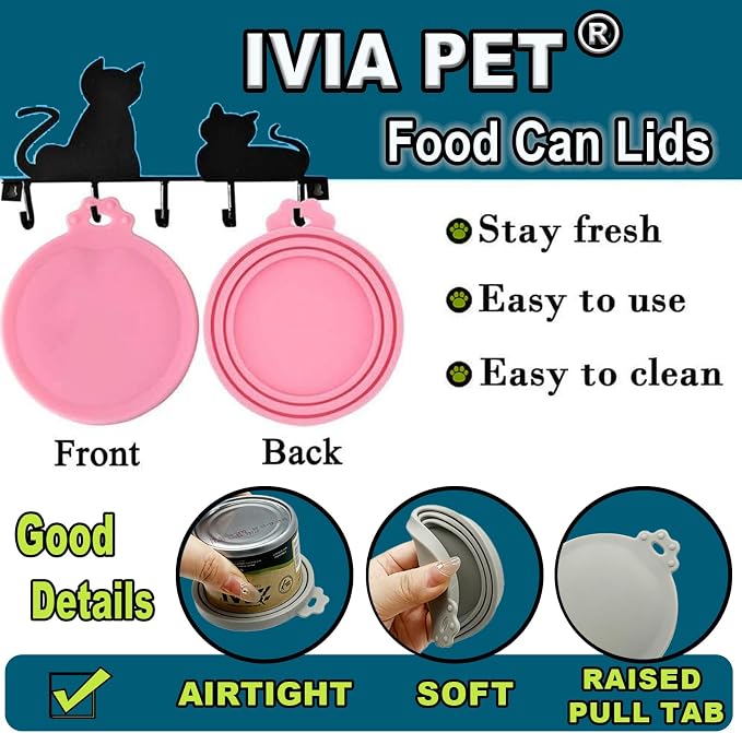 Food Can Lids, 6 Pcs Silicone Pet Food Can Covers for Dog & Cat Food, One Tin Cap Fit Most Standard Size Dog Cat Food Canned（Multicolor）