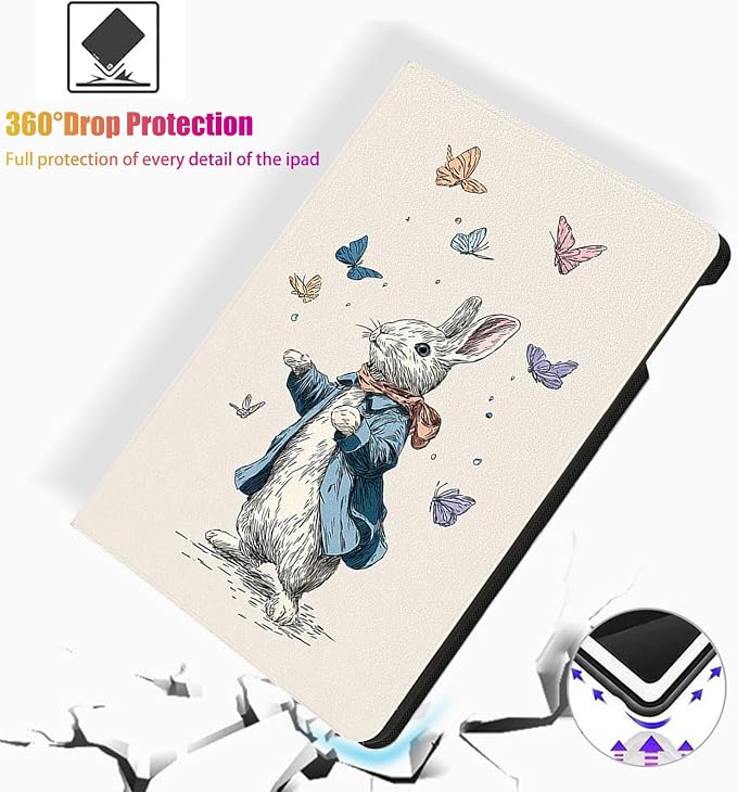 for Microsoft Surface Pro 7 Plus,Surface Pro 7/6/5/4 12.3" Tablet Case,Auto Wake/Sleep,Adjustable Stand Protective Cover - Butterfly Rabbit