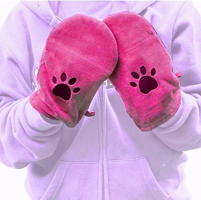Penny & Niko Microfiber Pet Towel Mitts - Paw Cleaning and Drying Mitts/Gloves for Dogs and Cats (Pink, Standard - 2 Pack)