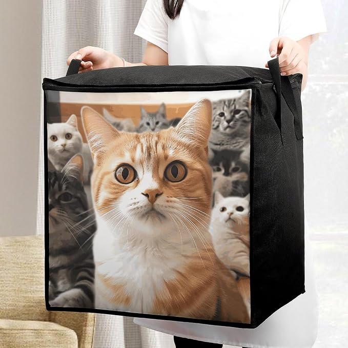 Funny Pet Cat Storage Bags with Reinforced Handles,Moving Bag with Zipper,Closet Organizers,Compression Packing Cubes