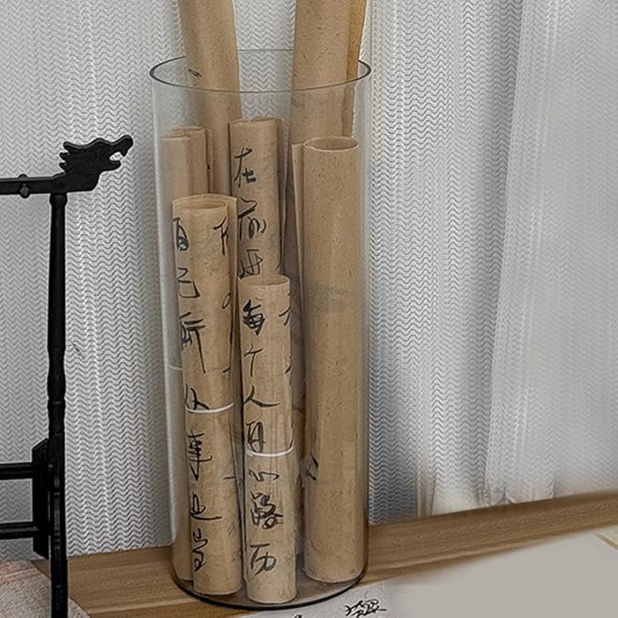 Plastic Cylinder Organizer for Brushes and Cards, Versatile Pet Art Supply Container Elegant Design, for Study Rooms and Office Organization