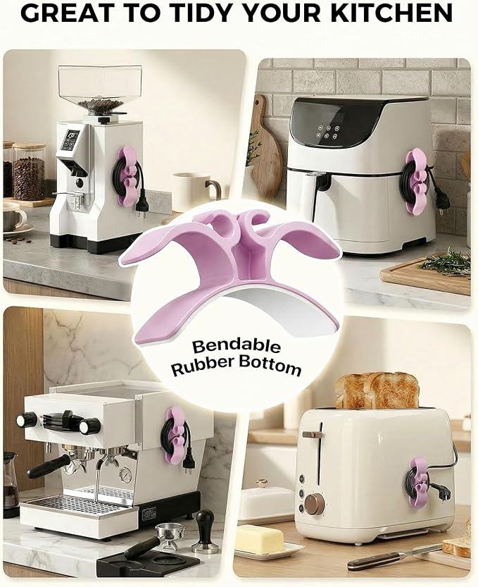 6PCS Cord Organizer for Appliances, Upgraded Kitchen Appliance Cord Organizer Stick On Appliance Wire Organizer Wire Holder for Kitchen Appliances Mixers, Coffee Maker, Pressure Cooker & Microwaves