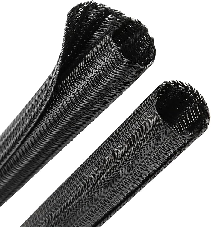 10ft PET Braided Cable Sleeve 3/8 inch(10mm) Wire Protector Cable wrap Wire Covers for Cords Cable Sleeves Cord Management Cable Management Sleeve(Black)