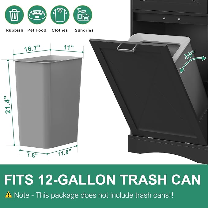 kepptory 37" High Dog Feeding Station with Storage Drawer, Pet Organizers and Storage Adjustable Shelf, Dog Feeder Station, Pet Storage Cabinet for Cats and Dogs (Black)
