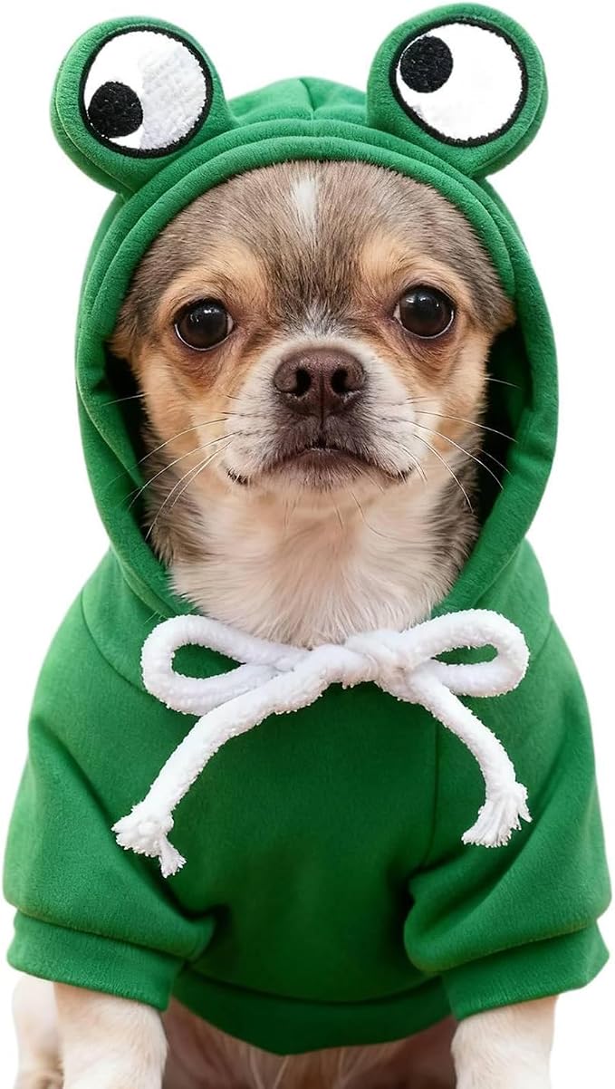 Pet Clothing Dog Transformation Shaped Hoodie (Frog,S) | Autumn and Winter Warm Small Large Dog Method Dou Cat Clothes For French Bulldog Chihuahua Pug Boston Terrier Dachshund