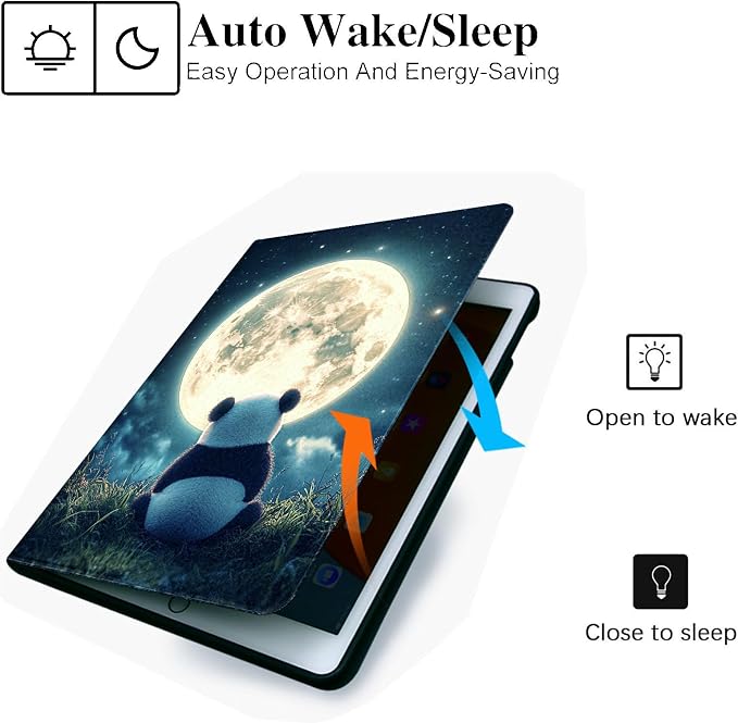for Microsoft Surface Go 4/3/2/1-10.5" 2021 Tablet Case,Auto Wake/Sleep,Adjustable Stand Protective Cover - Panda Moon