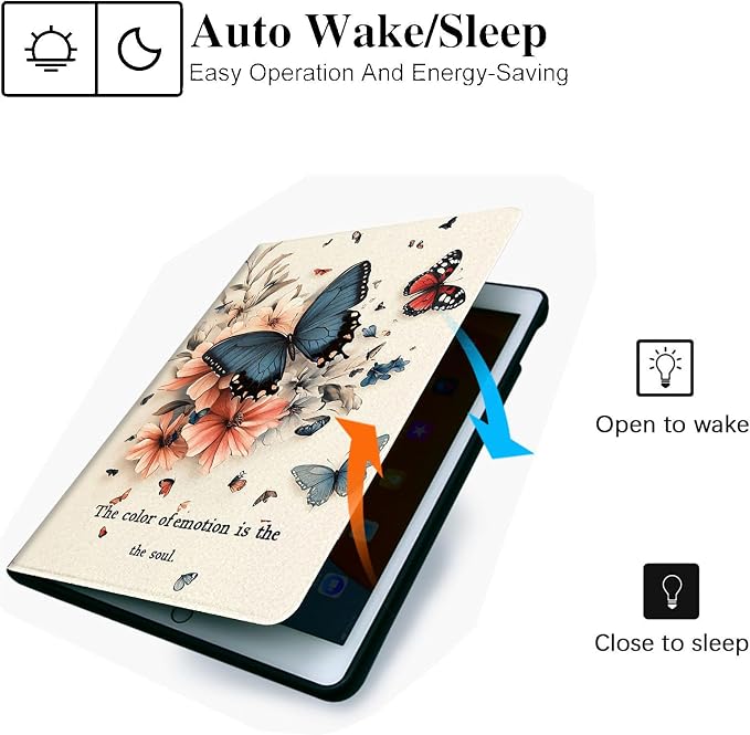 for Microsoft Surface Go 4/3/2/1-10.5" 2021 Tablet Case,Auto Wake/Sleep,Adjustable Stand Protective Cover - Butterfly Flower