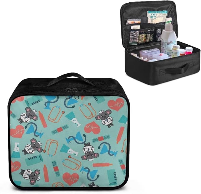 Travel Medicine Bag Koala Doctors First Aid Bag Empty Cute Medical Equipment Bag for School Travel Hiking Car Portable Medicine Organizer Travel Case Kids Empty First Aid Bag