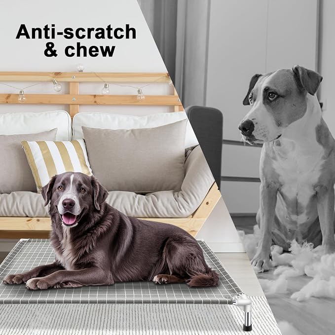 Elevated Dog Bed Pet Cot - Dog Cots Beds, Detachable Raised Cat Pet Bed, XL | 0.5mm stainless steel frame,Heavy-duty double-layer cotton fabric, Extra-large resting platform, Portable for outdoor camping