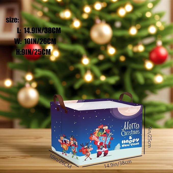Empty Large Christmas Basket for Gifts Women Collapsible Storage Bin Kids Toy Box Holiday Décor (Santa Claus Gift)