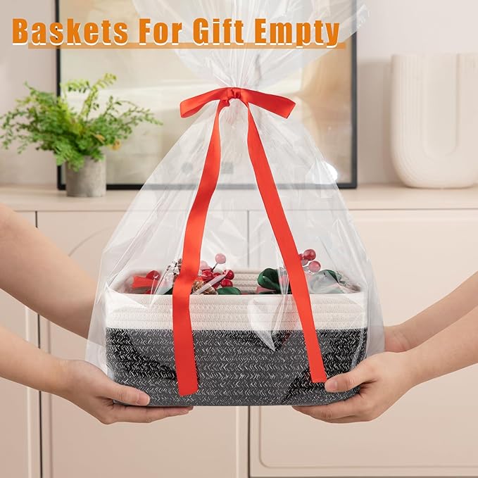 OIAHOMY 4 PACK 7L Storage Baskets for Organizing Storage Bins Black | Small Bins for Shelves Small Storage Basket Shelf Baskets Organizer Baskets for Gifts Empty Cute Decorative Storage Bins