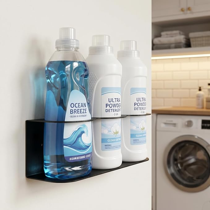 Spray Bottle Holder Wall Mount, 3-Slot Heavy Duty Steel Organizer for Cleaning Supplies and Spray Cans, Garage Storage and Home Organization, Easy Install