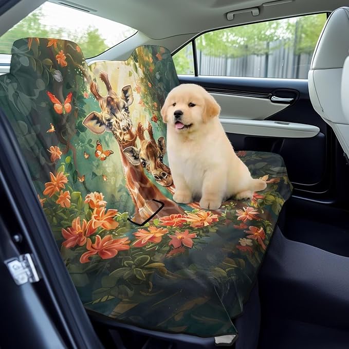 Renewold Rear Bench Protective Dog Car Seat Cover Full Large Size Car Back Seat Cover After Athletic Gym Running Giraffe Butterflies Cushion Mat Beach Chair Towel Yoga Picnic Blanket