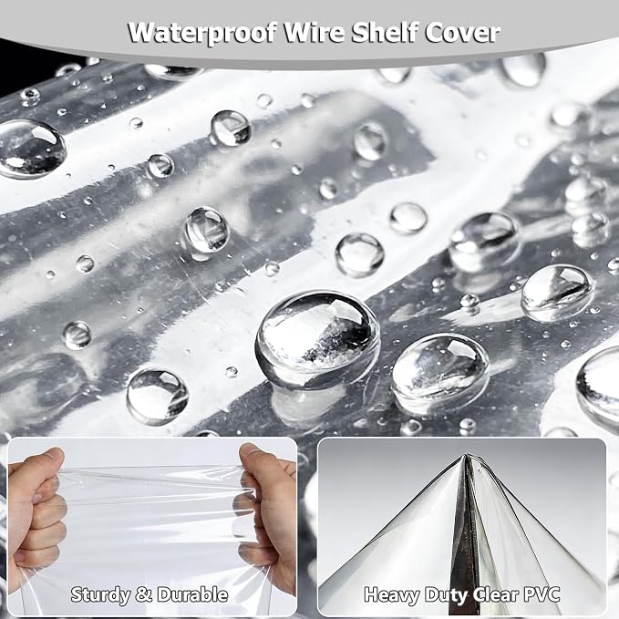 Rileytee Clear Wire Shelf Cover,Durable Dustproof Waterproof PVC Shelf Covers for Wire Shelving,Outdoor Storage Rack Cover for Wire Rack with Zipper,Clear,48"W x 24"D x 72"H