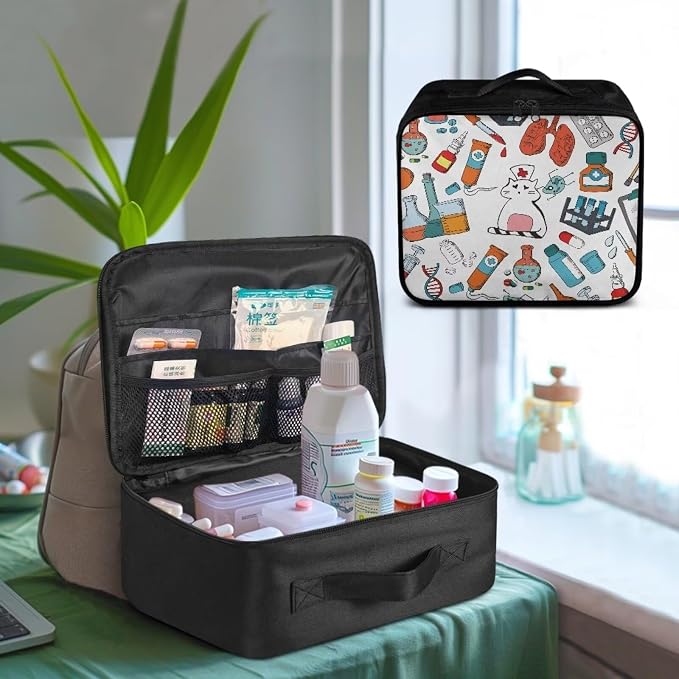 Nurses First Aid Bag Empty Travel Medicine Bag Pet Cat Medical Equipment Bag Cute First Aid Pouches Empty Medium First Aid Medical Kit Accessory Pouches Organizer Bag Zipper