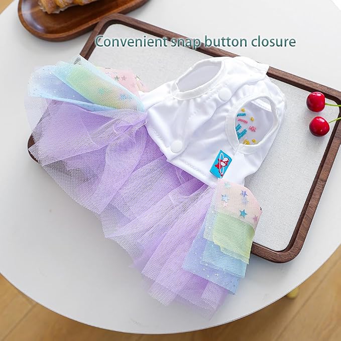 Dog Birthday Outfit Girl Puppy Princess Tutu Dress for Small Dogs Pet Birthday Cake Dresses Cat Birdhay Decoration Haliday Pet Apparel (Coloful, X-Large)