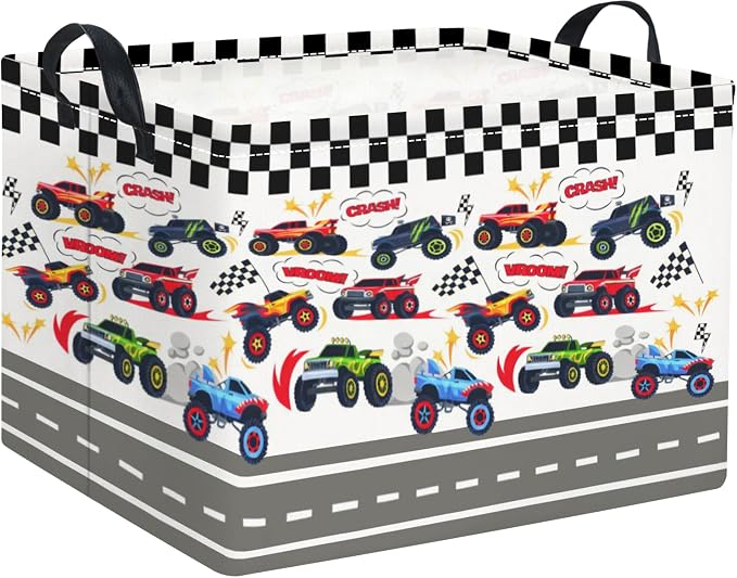 Rectangular Kids Basket Baby Girl Basket Fabric Storage Bin Organizer Box Room Decor(Racing Car)