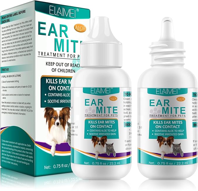 ZODENIS Dog & Cat Ear Infection Treatment, Ear Mite Treatment for Dog Yeast Infection, Alleviation Suffering from Ear Mites & Itching and Odours Stinky Stuff for Dogs Ears, Dog Ear Cleaner