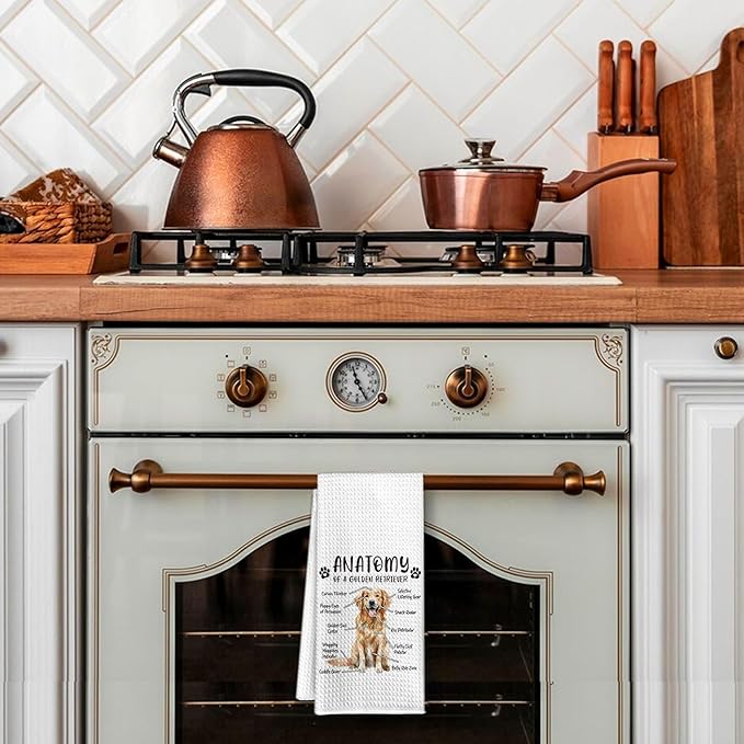 Funny Golden Retriever Kitchen Towels - Gifts for Dog Lovers, Hand Dish Towels for Women Men, Anatomy Tea Towel Room Decor for Kitchen Bathroom