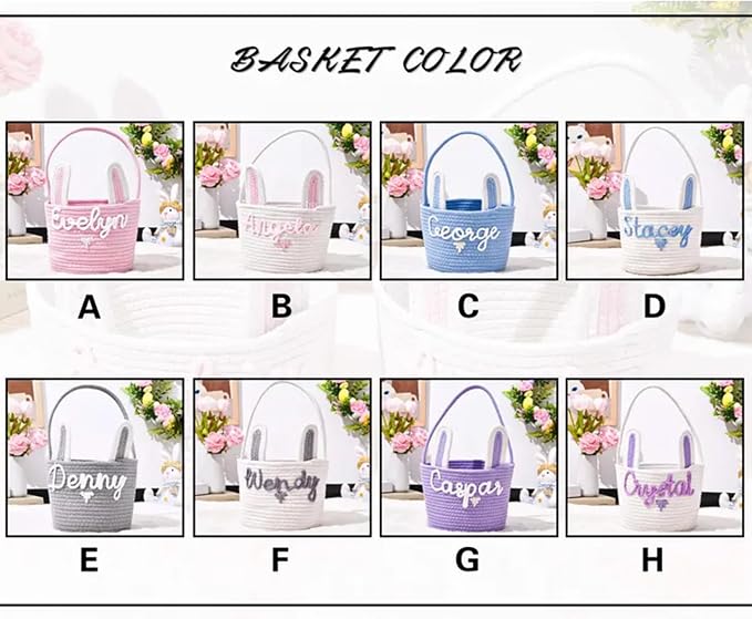 Personalized Cute Small Woven Basket with Handles, Custom Cotton Rope Room Shelf Storage Basket, Empty Decorative Gift Basket, Decorative Round Bin for Nursery Bedroom Bathroom (Style G)