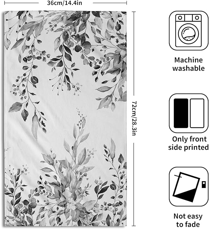 Giwawa Grey Eucalyptus Hand Towels Set of 2 Sage Leaves Soft Absorbent Small Bath Towel Kitchen Dish Guest Towel for Bathroom Hotel Gym Spa