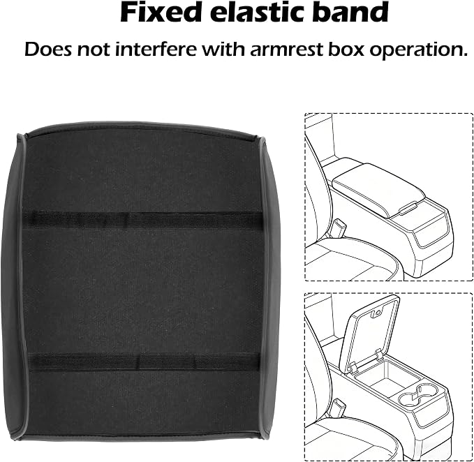 Center Console Armrest Cover Compatible with 2019-2026 GMC Sierra & Chevy Silverado for 2021-2026 Tahoe Yukon Suburban (Bucket-Seat Floor Console Only) – Scratch-Resistant Vinyl Leather Trim Black
