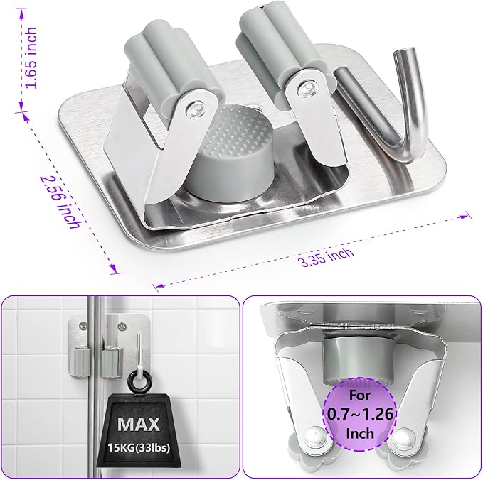 Broom Holder Wall Mount Screw Drilling, Sturdy Heavy Duty Stainless Steel Mop Gripper Rack Perforated, Perfect for Laundry Room Organizer, Fit with Laundry Kitchen Garage Garden Storage System | Drill-Mounted Gripper Rack Holds Brooms, Mops and Garden ...