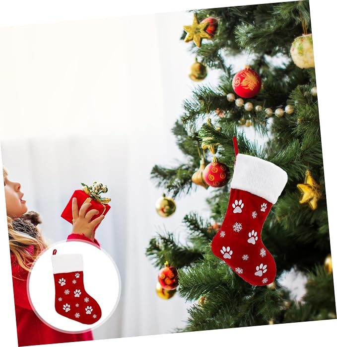 SOLUSTRE 1pc Cartoon Pet Christmas Stocking and Embroidery Festive Holiday Hanging Decoration for Candy Storage for Xmas Tree and Boys and Girls