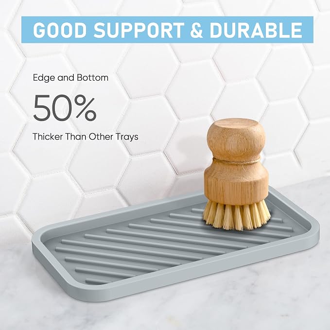 Silicone Sponge Holder-Large Thick Durable 10" Sink Organizer Tray-Kitchen
