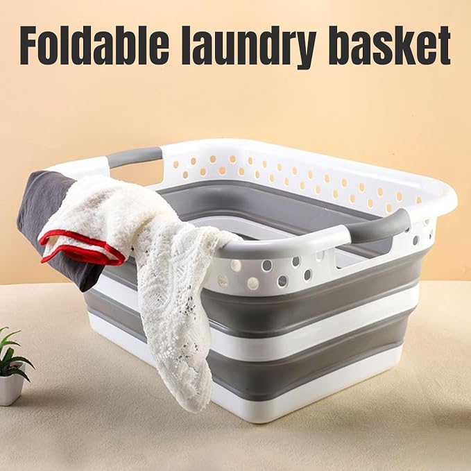 Laundry Hamper Portable, Space Saving, Narrow, Bathroom Organizer | Foldable Laundry Room Organization Basket Clothing Toys Pet Grooming Bath Supplies for Bedroom Dorm College Bathroom