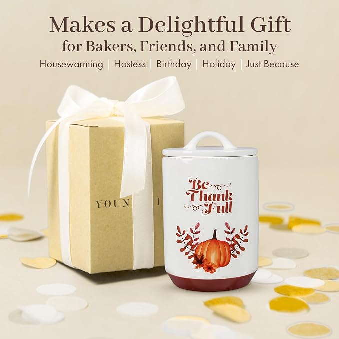 Young's Inc Ceramic Dog Treat Jar for Kitchen Counter, Pantry & Pet Feeding Station, Airtight Pet Treat Storage Container with Lid, 80 Oz,Gifts for Pet Lovers, Dog Parents, 7" L x 7" W x 8" H
