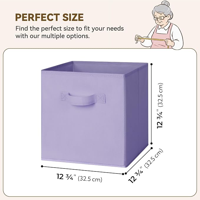 GRANNY SAYS 13 Inch Cube Storage Organizer, Purple Gradient, 6-Pack | Collapsible Storage Cubes with Thickened Base Plate, Sturdy Handles, Decorative Baskets for Shelves, Closet
