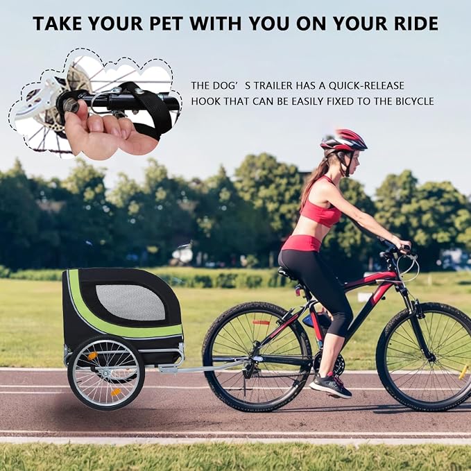 Large Dog Bike Trailer with 18.9" Wheels - 120LB Capacity Dog Trailer for Bike, Foldable Pet Bike Trailer for All-Terrain Cycling, Jogging & Camping