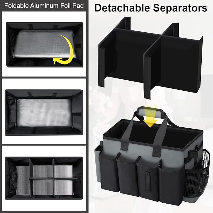 Wearable Large Cleaning Caddy Bag for Housekeepers (Black&Gray) | Cleaning Supplies Organizer with Adjustable Shoulder, Waist & Handle Straps, Detailing Bag for Kitchen Supplies