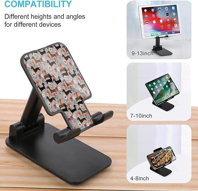 Portable Dachshund Dog Floral Phone Stand for Desk Accessories