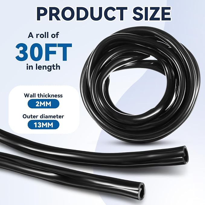 Pangda 30 ft Cord Protector for Dogs and Cats, 2 mm Thick 1/2 Inch, Black