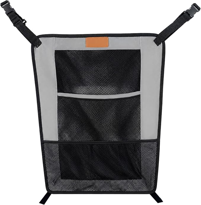 Dog Car Barrier with Storage Pockets, Car Divider Net for Dogs with Mesh Window, Adjustable Backseat Organizer for Automobiles, Sedans, Business Cars and Minivans, Secure Travel Guard for Pets