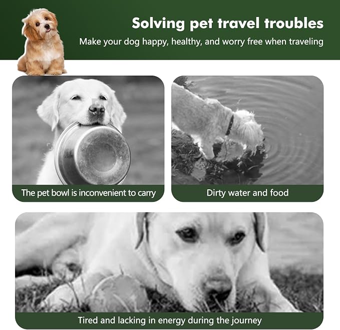 Collapsible Dog Bowls, Travel Food and Water Double Bowl for Cats & Dogs, 2-in-1 Portable BPA-Free Feeding Solution, Perfect for Traveling, Camping & Walking (S/ 60oz)