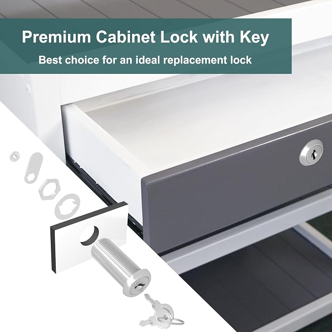 6 Pcs Cabinet Locks with Key, 1-1/2" Cabinet Lock Keyed Alike Cam Lock, Mailbox Lock Replacement Secure File Drawer Tool Box RV Storage Locks, Zinc Alloy