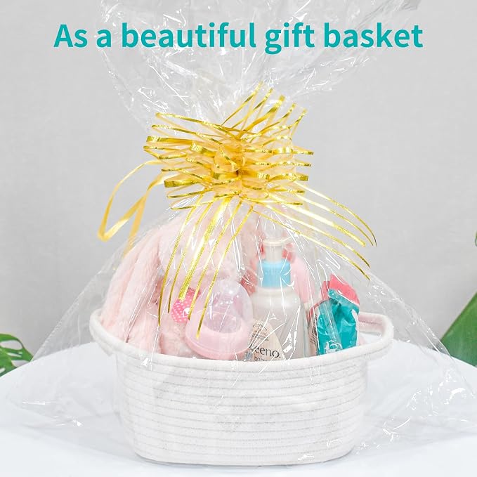 ABenkle Small Storage Basket, Mini Basket, Cute Tiny Cotton Rope Woven Basket, Shelf Basket, Boho Decorative Toy Storage Bin Gift Baskets, White
