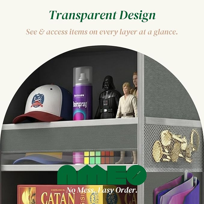 Over the Door Organizer, Compact Hanging Storage for Nursery Bathroom | 4-Tier Door Organizer with 8 Mesh Side Pockets, for Closet Bedroom Dorm Small-Space Storage, Anti Tilt Design, 35lbs Load
