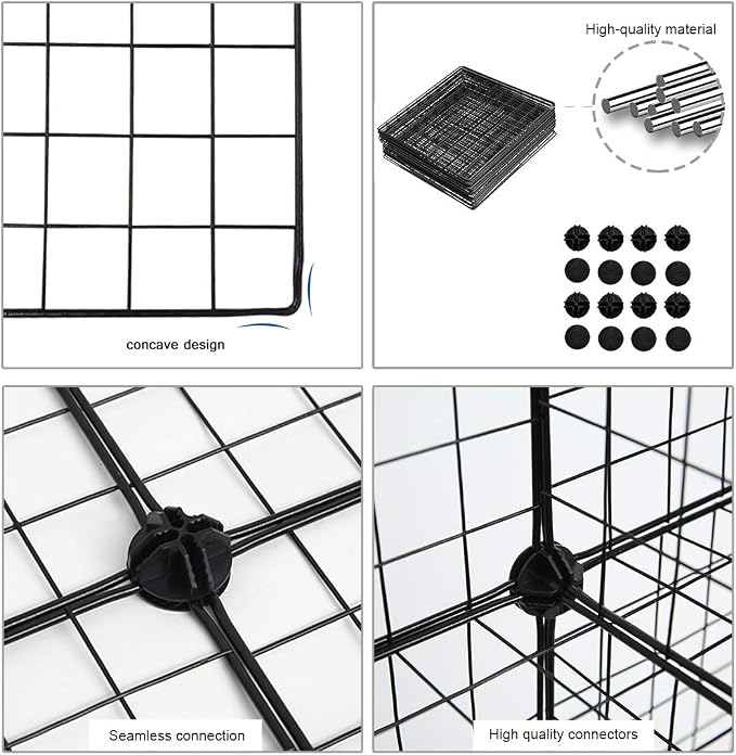C&AHOME Wire Cube Storage, 6 - Cube Organizer Metal C Grids, Storage, Black | Modular Shelves Units, Storage Bins Shelving, Closet Organizer, Ideal for Home, Office, Living Room